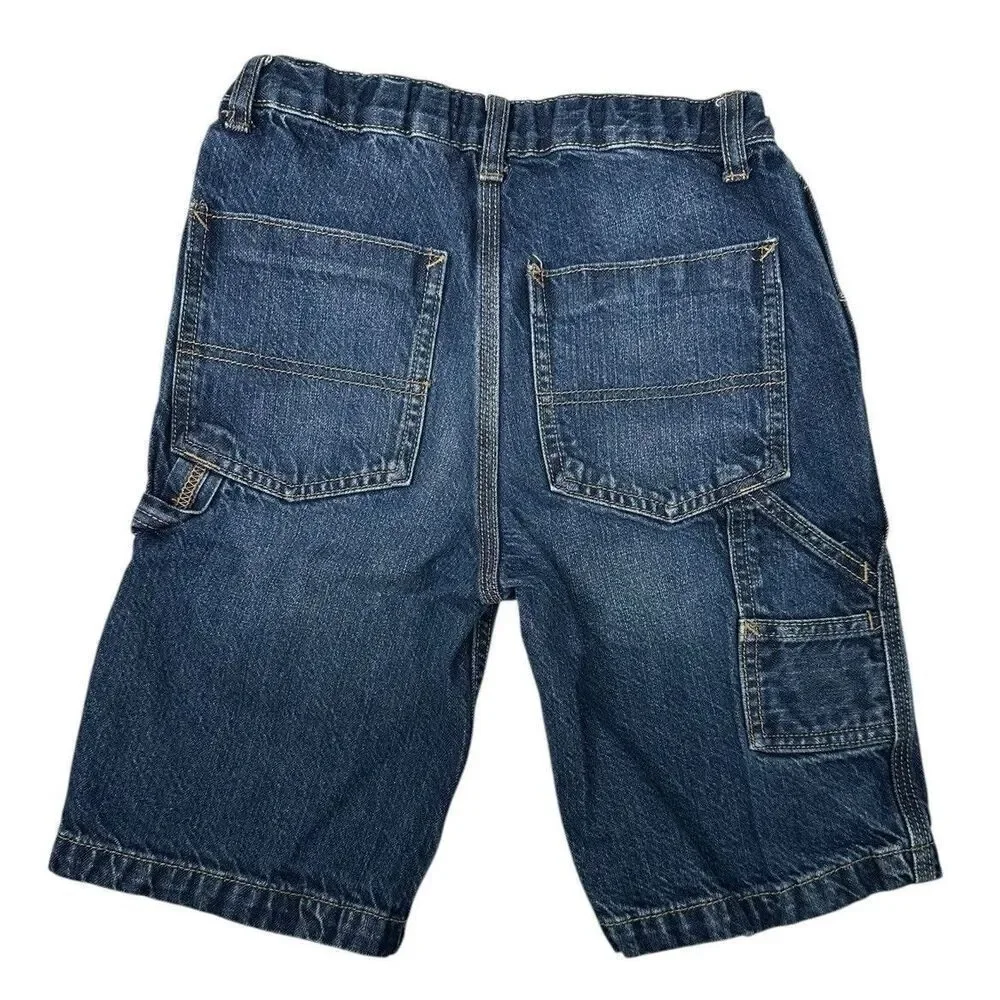 Oshkosh Bgosh Boys Jean Denim Carpenter Cargo Shorts Adjustable Waist Size 12R